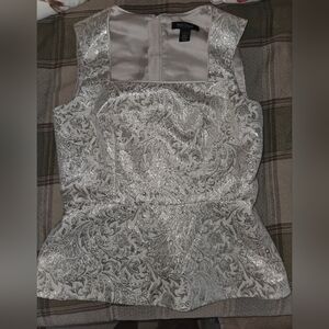 WHBM Ivory Baroque Zipper Top